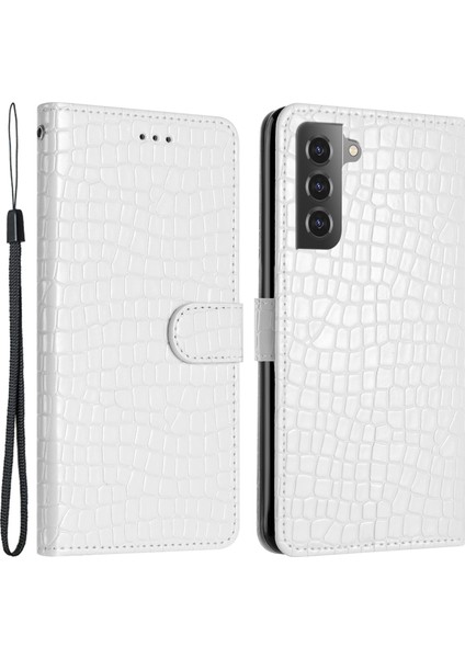 Samsung Galaxy S23 Timsah Doku Telefon Cüzdan Kılıfı El Kayışı ile Pu Deri Stand Kapağı (Yurt Dışından)