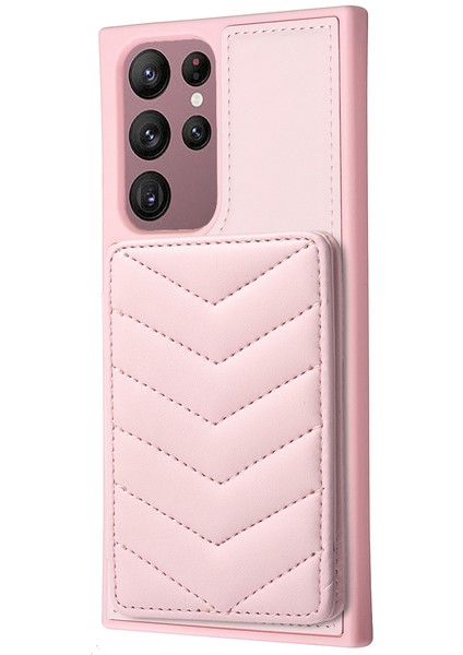 Samsung Galaxy S21 Fe 5g Dalga Dikiş Dokusu Pu+Tpu Telefon Kapağı Kart Tutucu Kickstand Case (Yurt Dışından)