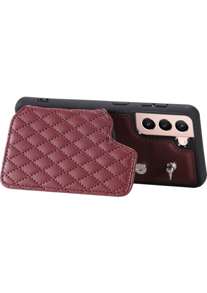 Samsung Galaxy S22+ 5g Çizgi Anti-Çizelge Anti-Scratch Vaka Kickstand Rfıd Engelleme Pu Deri+ Tpu Kapağı 2 Kayışla (Yurt Dışından)