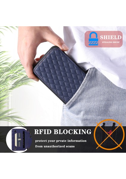 Samsung Galaxy S22+ 5g Çizgi Anti-Çizelge Anti-Scratch Vaka Kickstand Rfıd Engelleme Pu Deri+ Tpu Kapağı 2 Kayışla (Yurt Dışından)