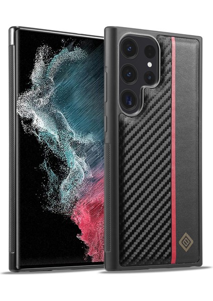 Samsung Galaxy S22 Ultra 5g Karbon Fiber Doku Telefon Kılıfı Pu Deri+Tpu+Eva Telefon Kapağı (Yurt Dışından)