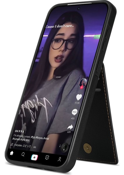 Samsung Galaxy S23+ Kickstand Cover Rfıd Engelleme Kartı Tutucu Pu Deri Kaplamalı Tpu Telefon Kılıfı (Yurt Dışından) modelleri