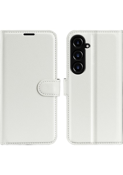 Samsung Galaxy S23 Fe Litchi Doku Manyetik Toka Standı Pu Deri Cüzdan Telefon Kılıfı (Yurt Dışından)