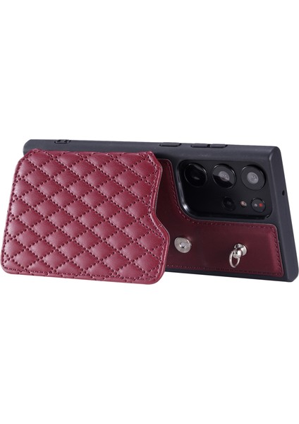 Samsung Galaxy S22 Ultra 5g Rfıd Engelleme Kart Tutucu Telefon Kılıfı Deri+Tpu Kickstand Arka Kapak (Yurt Dışından)