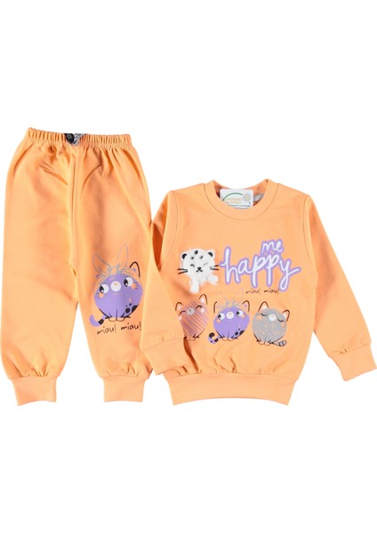 Happy Me Kedi Baskılı Kız Takım
