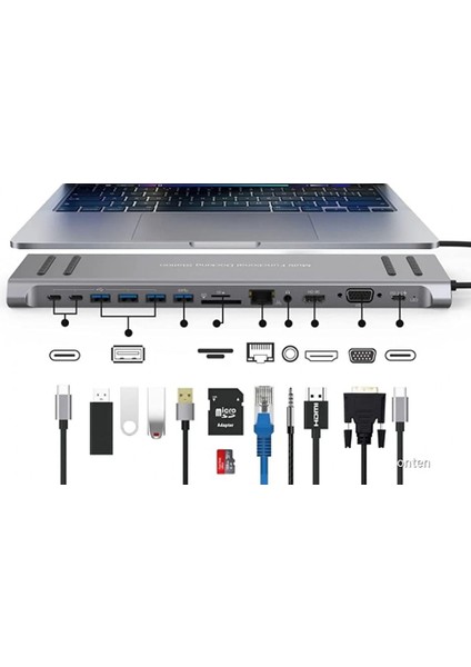 MST-14U Macbook Uyumlu 14IN1 Type-C Çoklayıcı Adaptör