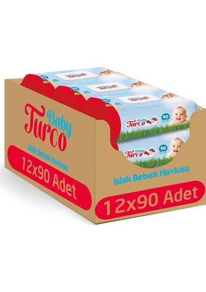 Baby Turco 12x90 Yaprak Alkolsüz Islak Bebek Havlusu