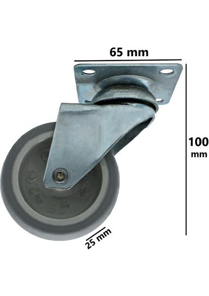 4 Adet 75'lik Döner Tablalı Bilyalı Teker Masa Dolap Sehpa Mobilya Tekeri 75X25