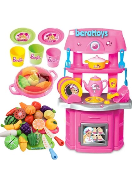 Berattoys Oyuncak Mutfak Seti Kesilebilen Meyve Sebze Tencere Catl Bıçak Evcilik Oyunu Kız Oyuncak
