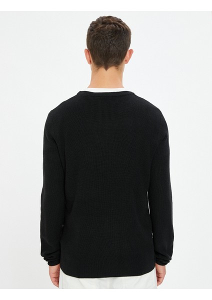 Triko Kazak Bisiklet Yaka Dokulu Uzun Kollu fırsatları