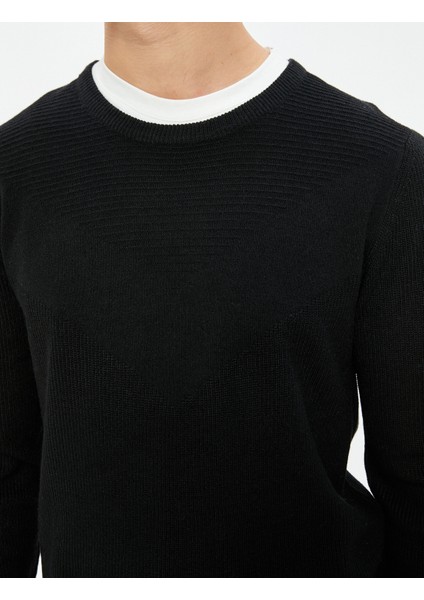 Triko Kazak Bisiklet Yaka Dokulu Uzun Kollu indirimleri