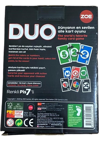 Duo Aile Kart Oyunu