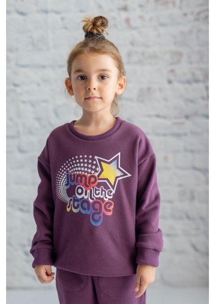 Kız Çocuk Renkli Yazı Baskılı Sweatshirt