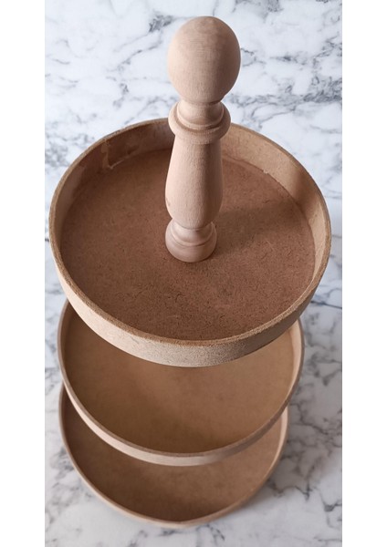 3 Kat Sunumluk Set Çerez Meyve Pasta Ahşap Mdf Kayın Ham El Yapım indirimleri