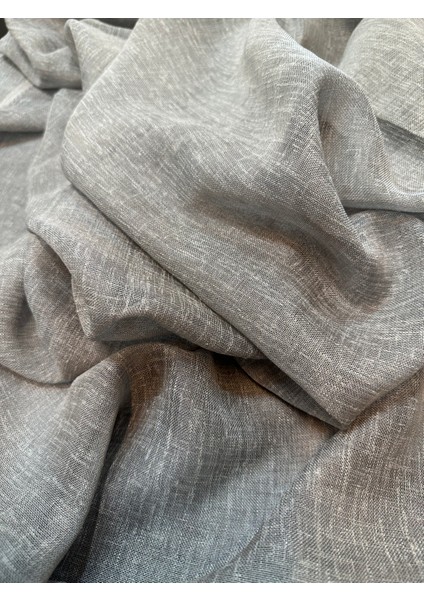 Jwk Fabrics Gri Renk Keten Foldet Tül Kumaşı 2.5 Metre (250X300)