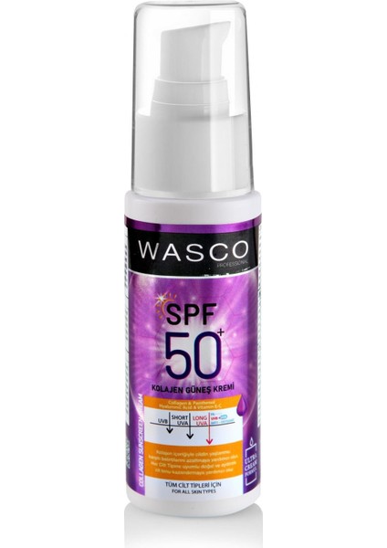 Yaşlanma Karşıtı SPF50+ Kolajenli Güneş Kremi Collagen-Panthenol-Hyaluronic Acid 50 ml