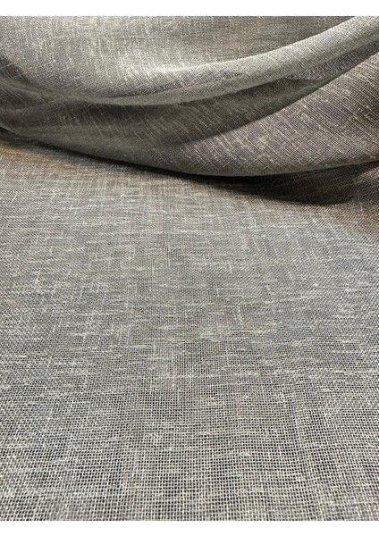 Jwk Fabrics Gri Renk Keten Foldet Tül Kumaşı 3.5 Metre (350X300)