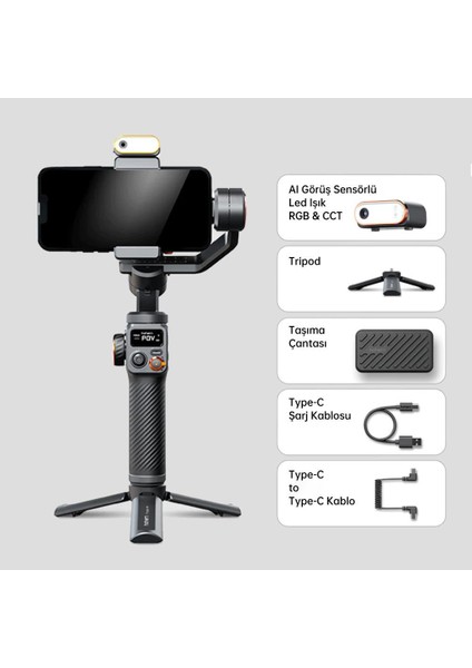 iSteady M6 Kit Yapay Zeka Takip Sensörlü 3 Eksenli Telefon Sabitleyici Gimbal