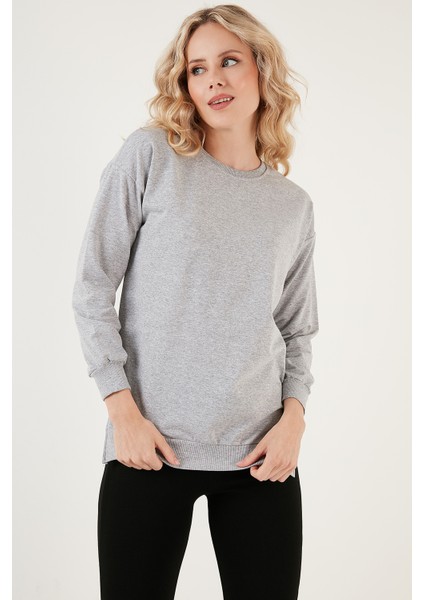 Pamuklu Regular Fit Bisiklet Yaka Basic Sweat Bayan Sweat 5863569 fırsatları