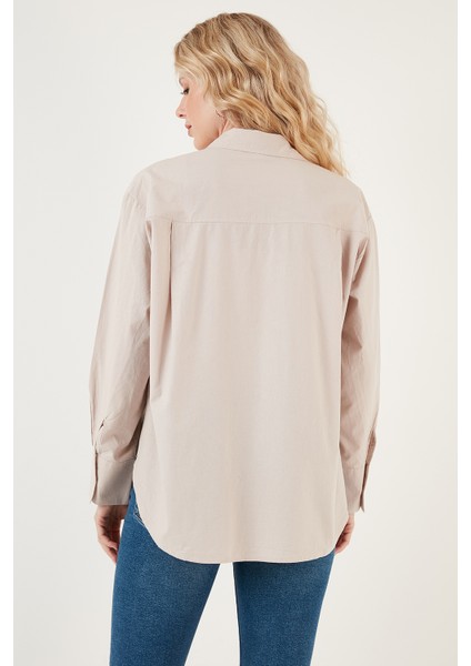 Oversize % 100 Pamuk Poplin Gömlek Bayan Gömlek CF21S163867 indirimleri