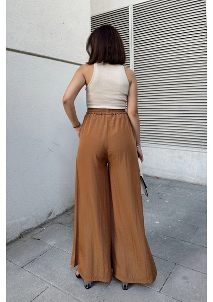 Taba Beli Lastikli, Cepli, Ispanyol / Bol Paça Özel Kumaş, Rahat Kalıp Pantolon - Tesettüre Uygun fiyatları