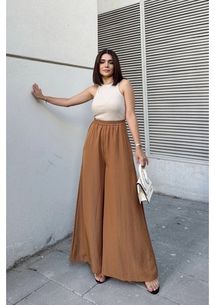 Taba Beli Lastikli, Cepli, Ispanyol / Bol Paça Özel Kumaş, Rahat Kalıp Pantolon - Tesettüre Uygun modelleri