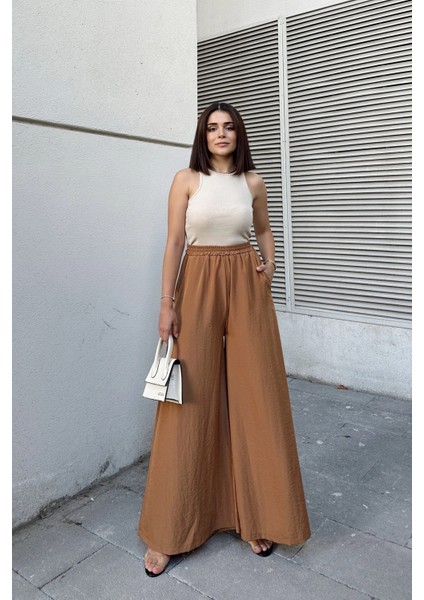 Taba Beli Lastikli, Cepli, Ispanyol / Bol Paça Özel Kumaş, Rahat Kalıp Pantolon - Tesettüre Uygun indirimleri