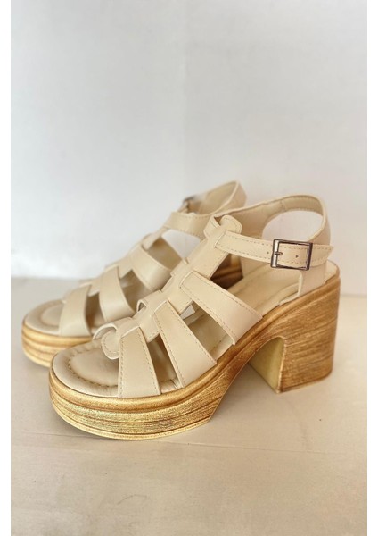 Kadın Carlo Bej Ortopedik Iç Taban Platform Topuk Sandalet fiyatları