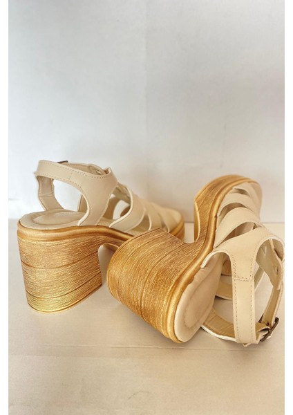 Kadın Carlo Bej Ortopedik Iç Taban Platform Topuk Sandalet modelleri