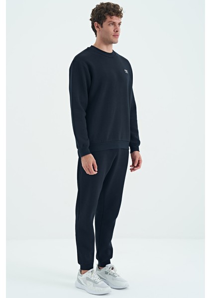 Lacivert O Yaka Rahat Kalıp Şardonlu Basic Jogger Erkek Eşofman Takım - 85190 modelleri