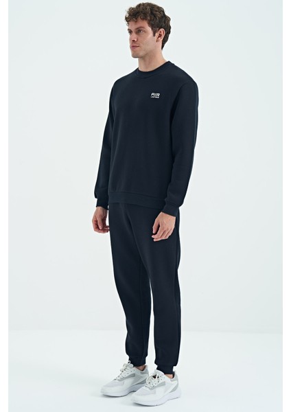 Lacivert O Yaka Rahat Kalıp Şardonlu Basic Jogger Erkek Eşofman Takım - 85190 fırsatları