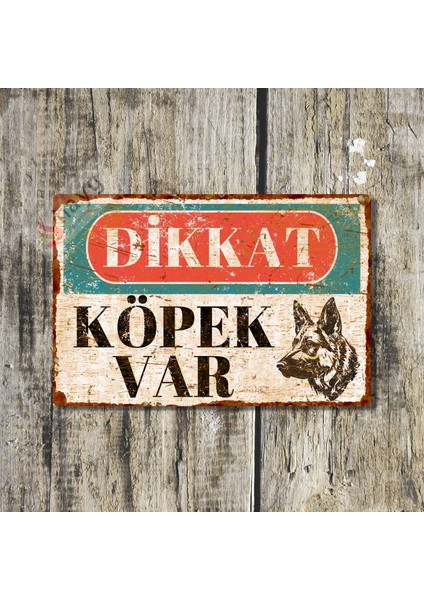 Hayg Equipment Dikkat Köpek Var Pas Görümlü Vintage Metal Levha - Alüminyum Alman Kurdu Uyarı Levhası - 15cm x 22,5cm