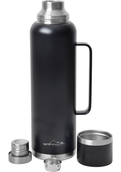 Campout Çift Katmanlı Termos Siyah 1500 ml