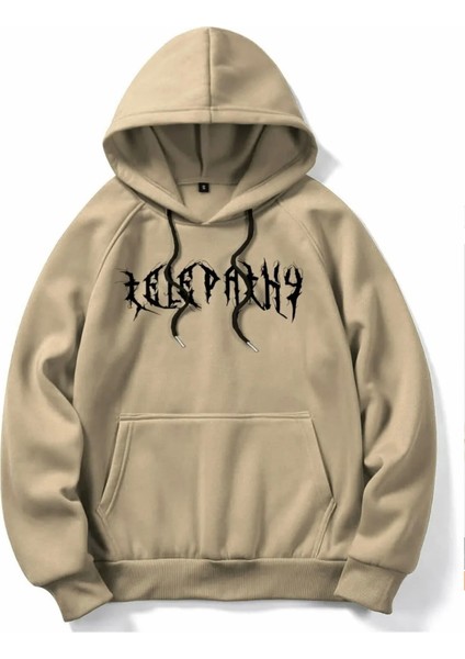 Büyük Beden Kapüşonlu Telepathy Baskılı Pamuk Salaş Erkek Sweatshirt fiyatları
