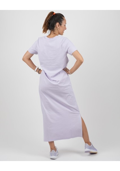 Elbise Organik Pamuk Kısa Kollu Yandan Çift Yırtmaçlı fiyatları