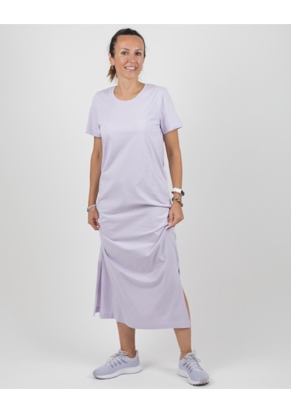 Elbise Organik Pamuk Kısa Kollu Yandan Çift Yırtmaçlı modelleri