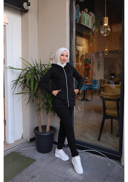 ​kapşonlu Cep Detayli Eşofman Takımı BRC1602 Siyah