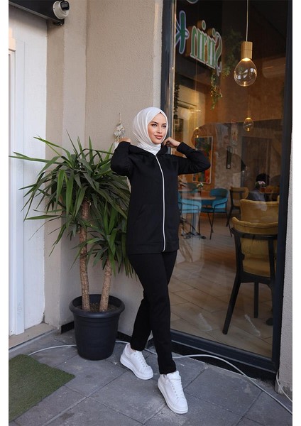 ​kapşonlu Cep Detayli Eşofman Takımı BRC1602 Siyah fırsatları