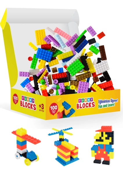 p parti oyunevi Funny Blocks Mini 100 Parça Eğlenceli Bloklar