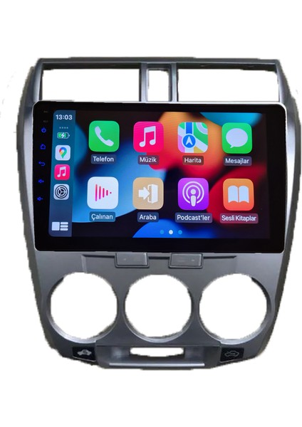 Honda City 2009-2010 Android Sürüm 13 Kablosuz Carplay Navigasyon Multimedya 10 Inç Ekran 2gb Ram 32GB Rom Hafıza fiyatları