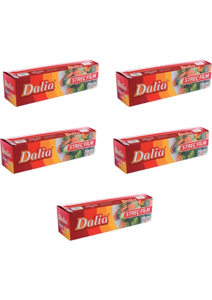 Şeffaf Mutfak Rulo Streç Film Folyo 30 cm x 100 mt Gıdaya Uygun 5 Paket