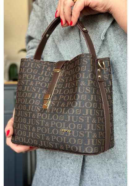 Baskı Desenli Özel Seri Kadın Omuz Çantası 92055-GQ Kahverengi fırsatları