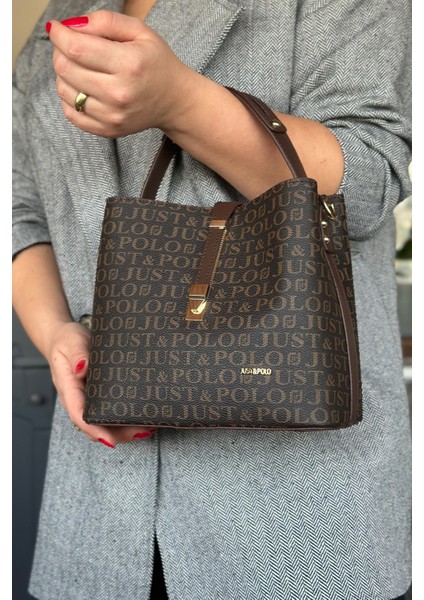 Baskı Desenli Özel Seri Kadın Omuz Çantası 92055-GQ Kahverengi indirimleri