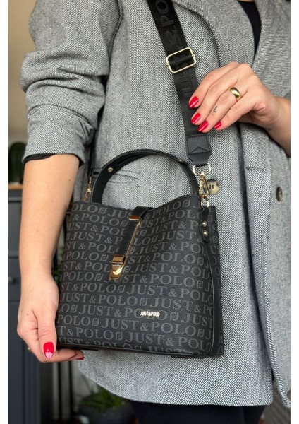 Baskı Desenli Özel Seri Kadın Omuz Çantası 92055-GQ Siyah modelleri