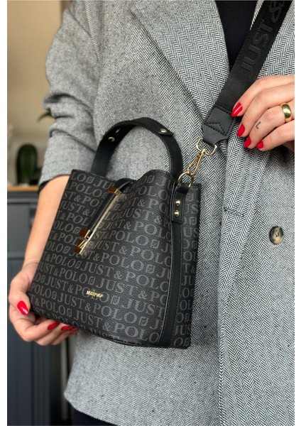 Baskı Desenli Özel Seri Kadın Omuz Çantası 92055-GQ Siyah fırsatları