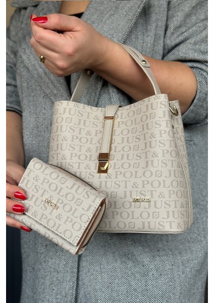 Taş Kombin Kadın Omuz Çantası ve Cüzdan Kombini 22CMX20CM 2055-PLS