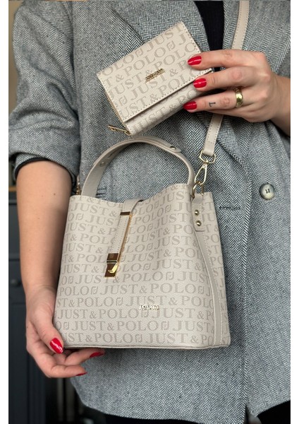 Baskı Desenli Özel Seri Çanta Cüzdan Kombini 92055-GQ Taş Kombin fiyatları