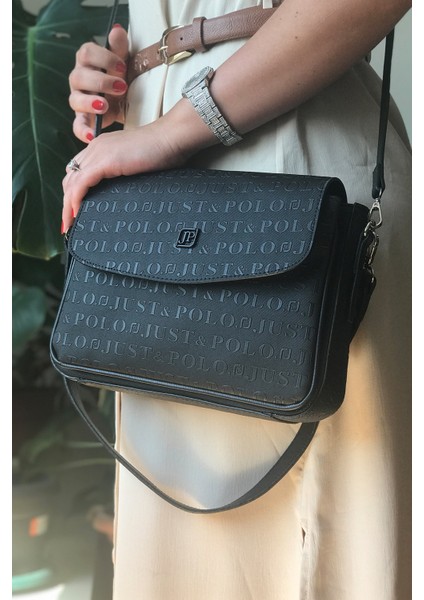 2 Askılı 5 Bölmeli Özel Seri Kadın Çapraz Omuz Çantası 4063 Siyah