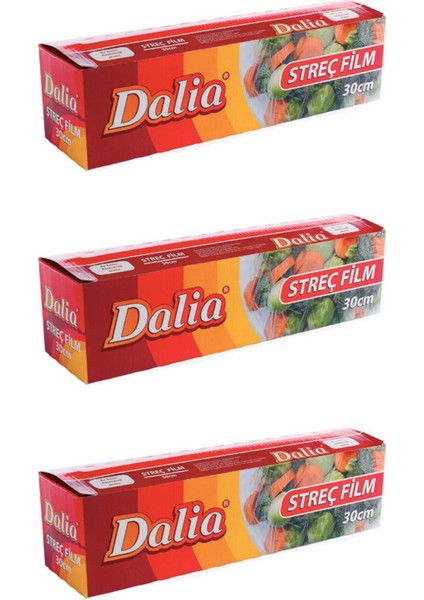 Şeffaf Mutfak Rulo Streç Film Folyo 30 cm x 100 mt Gıdaya Uygun 3 Paket