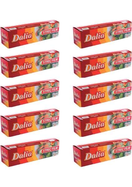 Şeffaf Mutfak Rulo Streç Film Folyo 30 cm x 100 mt Gıdaya Uygun 10 Paket